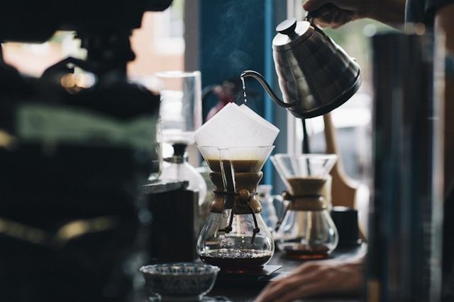 Coffee and beans on the table